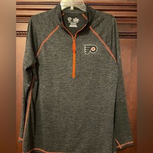XXL Majestic Charcoal and Orange Cool Base Pullover-Philadelphia Flyers